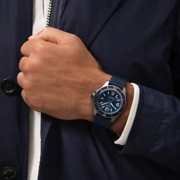 Breitling Superocean Men Automatic Blue Rubber Watch A17366D81C1S2